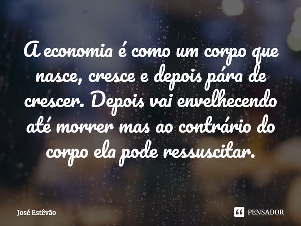 ⁠A economia é como um corpo que nasce, cresce e depois pára de crescer. Depois vai envelhecendo até morrer mas ao contrário do corpo ela pode ressuscitar.... Frase de José Estêvão.