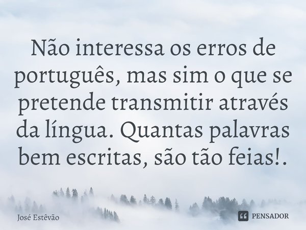 ⁠Não interessa os erros de português, mas sim o que se pretende transmitir através da língua. Quantas palavras bem escritas, são tão feias!.... Frase de José Estêvão.