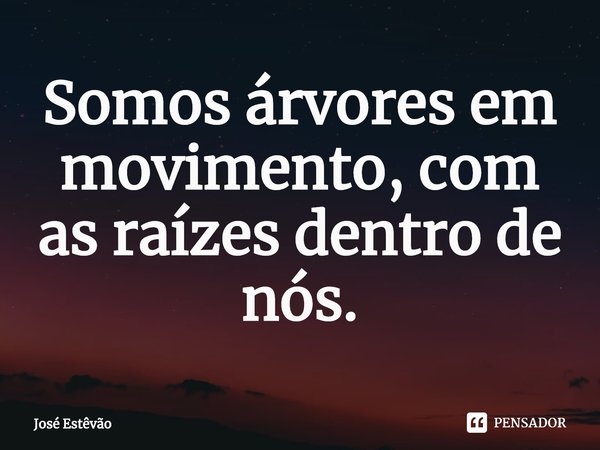 ⁠Somos árvores em movimento, com as raízes dentro de nós.... Frase de José Estêvão.