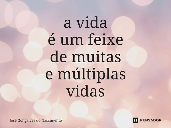 ⁠a vida é um feixe de muitas e múltiplas vidas... Frase de José Gonçalves do Nascimento.
