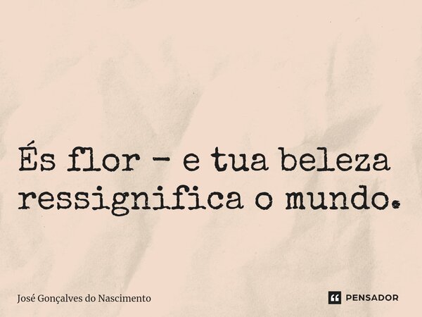 ⁠ És flor - e tua beleza ressignifica o mundo.... Frase de José Gonçalves do Nascimento.