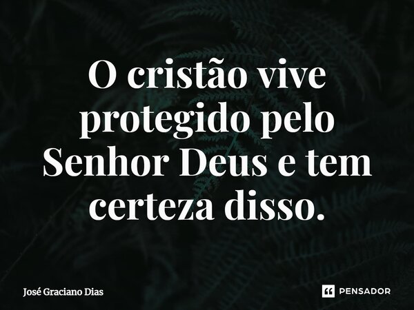 O cristão vive protegido pelo Senhor Deus e tem certeza disso.... Frase de José Graciano Dias.