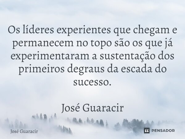 ⁠Os líderes experientes que chegam e permanecem no topo são os que já experimentaram a sustentação dos primeiros degraus da escada do sucesso. José Guaracir... Frase de José Guaracir.