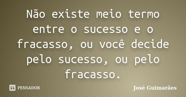 Não existe meio termo entre o sucesso e o fracasso, ou você decide pelo sucesso, ou pelo fracasso.... Frase de José Guimarães.