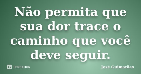 Não permita que sua dor trace o caminho que você deve seguir.... Frase de José Guimarães.