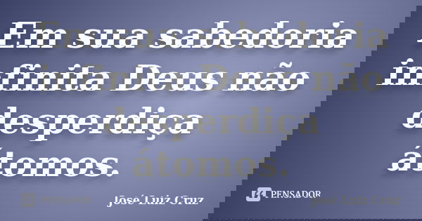Em sua sabedoria infinita Deus não desperdiça átomos.... Frase de José Luiz Cruz.