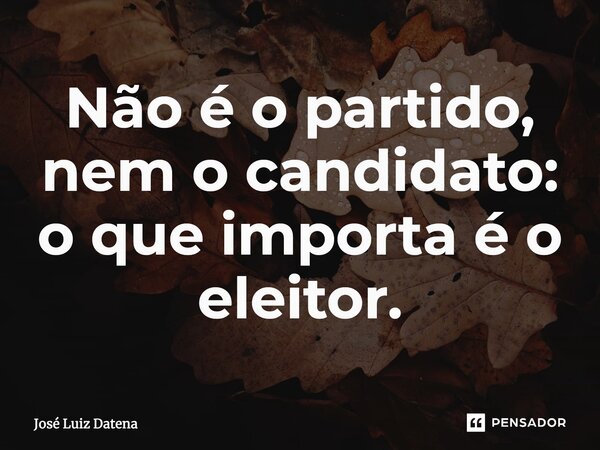 ⁠Não é o partido, nem o candidato: o que importa é o eleitor.... Frase de José Luiz Datena.