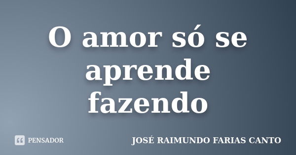 O amor só se aprende fazendo... Frase de JOSÉ RAIMUNDO FARIAS CANTO.