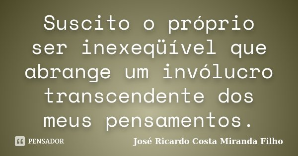 Suscito o próprio ser inexeqüível que abrange um invólucro transcendente dos meus pensamentos.... Frase de José Ricardo Costa Miranda Filho.