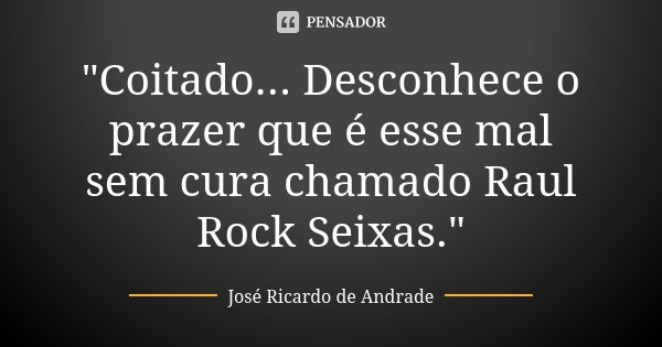 "Coitado... Desconhece o prazer que é esse mal sem cura chamado Raul Rock Seixas."... Frase de José Ricardo de Andrade.