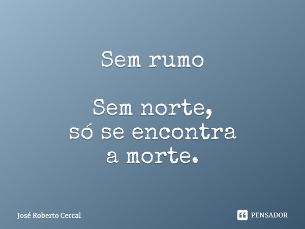 ⁠Sem rumo Sem norte, só se encontra a morte.⁠... Frase de José Roberto Cercal.