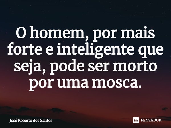 O homem, por mais forte e inteligente que seja, pode ser morto por uma mosca.... Frase de José Roberto dos Santos.