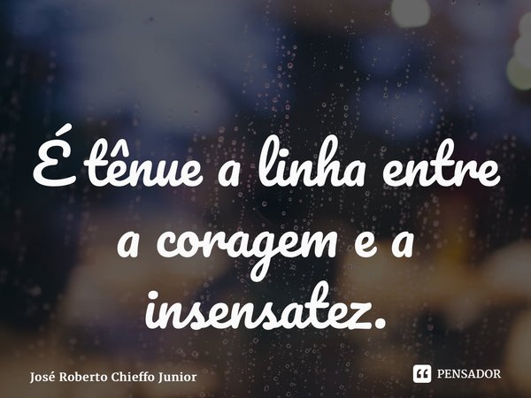 ⁠É tênue a linha entre a coragem e a insensatez.... Frase de José Roberto Chieffo Junior.