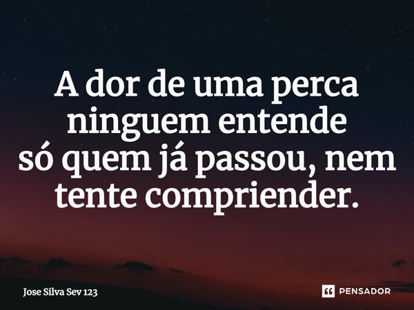 ⁠A dor de uma perca ninguem entende só quem já passou, nem tente compriender.... Frase de Jose Silva Sev 123.
