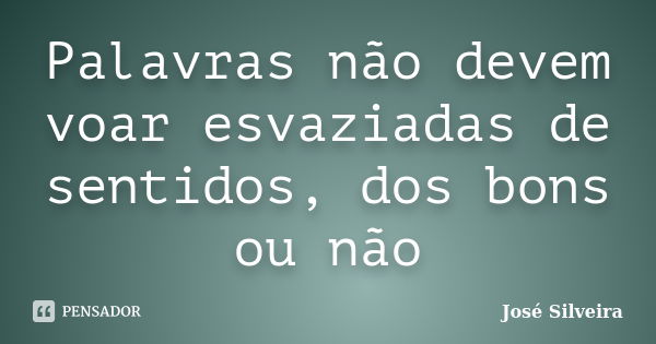 Palavras não devem voar esvaziadas de sentidos, dos bons ou não... Frase de José Silveira.