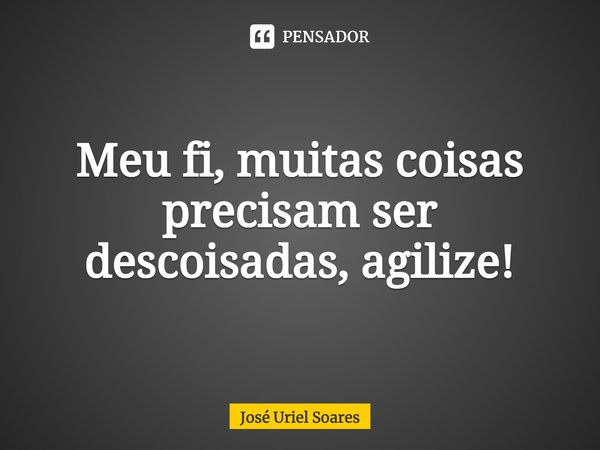 ⁠Meu fi, muitas coisas precisam ser descoisadas, agilize!... Frase de José Uriel Soares.