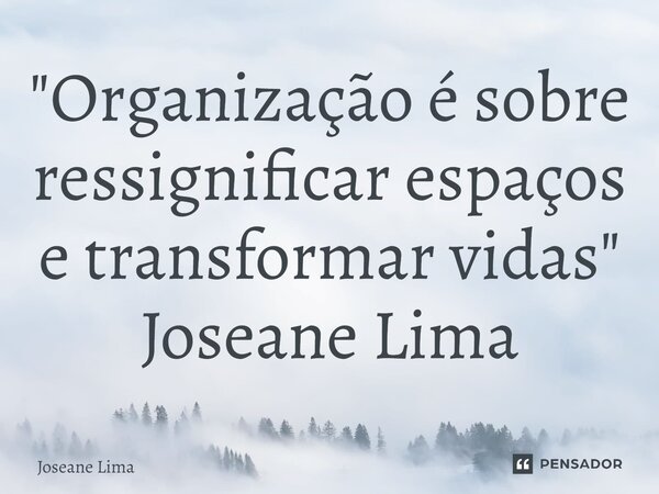 "⁠Organização é sobre ressignificar espaços e transformar vidas" Joseane Lima... Frase de Joseane Lima.