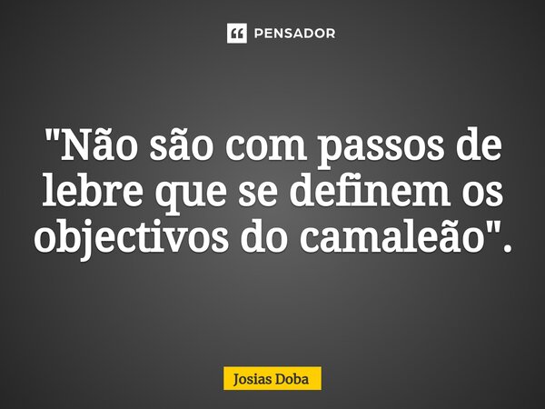 "Não são com passos de lebre que se definem os objectivos do camaleão".... Frase de Josias Doba.