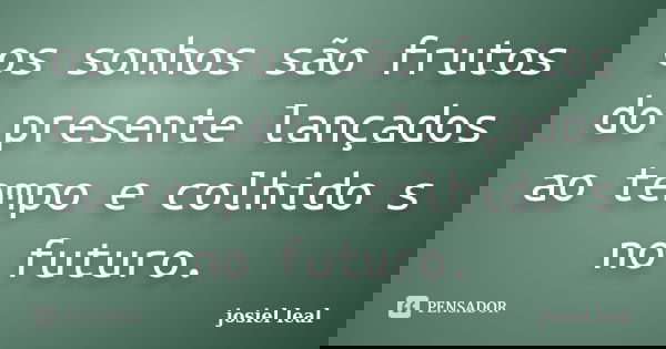 os sonhos são frutos do presente lançados ao tempo e colhido s no futuro.... Frase de josiel leal.