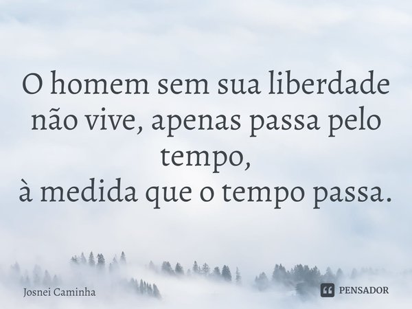 O homem sem sua liberdade
não vive, apenas passa pelo tempo,
à medida que o tempo passa.
⁠... Frase de Josnei Caminha.