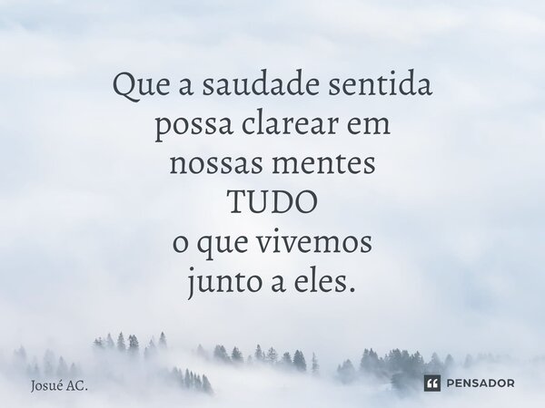 ⁠Que a saudade sentida possa clarear em nossas mentes TUDO o que vivemos junto a eles.... Frase de Josué AC..