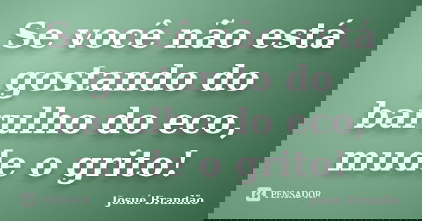 Se você não está gostando do barulho do eco, mude o grito!... Frase de Josué Brandão.