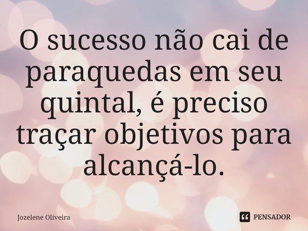 O sucesso não cai de paraquedas em seu quintal, é preciso traçar objetivos para alcançá-lo⁠.... Frase de Jozelene Oliveira.