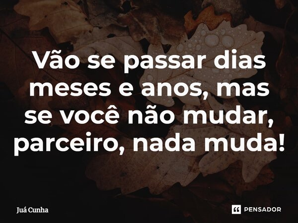 ⁠Vão se passar dias meses e anos, mas se você não mudar, parceiro, nada muda!... Frase de Juá Cunha.