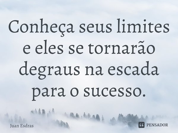 ⁠Conheça seus limites e eles se tornarão degraus na escada para o sucesso.... Frase de Juan Esdras.