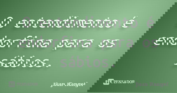 O entendimento é endorfina para os sábios.... Frase de Juan Rangel.