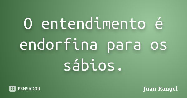 O entendimento é endorfina para os sábios.... Frase de Juan Rangel.