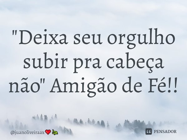 "⁠Deixa seu orgulho subir pra cabeça não" Amigão de Fé!!... Frase de juanoliveiraax.