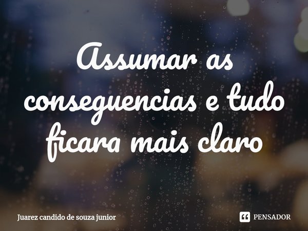 ⁠Assumar as conseguencias e tudo ficara mais claro... Frase de Juarez candido de souza junior.