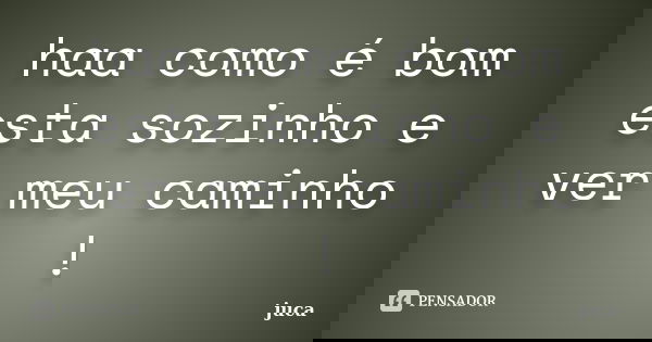 haa como é bom esta sozinho e ver meu caminho !... Frase de juca.
