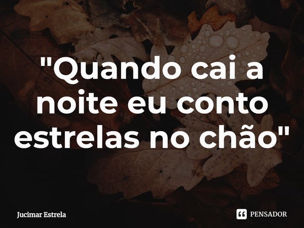 ⁠⁠"Quando cai a noite eu conto estrelas no chão"... Frase de Jucimar Estrela.