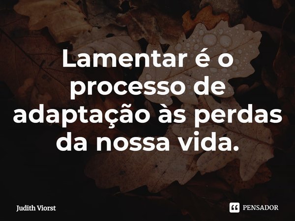 ⁠Lamentar é o processo de adaptação às perdas da nossa vida.... Frase de Judith Viorst.