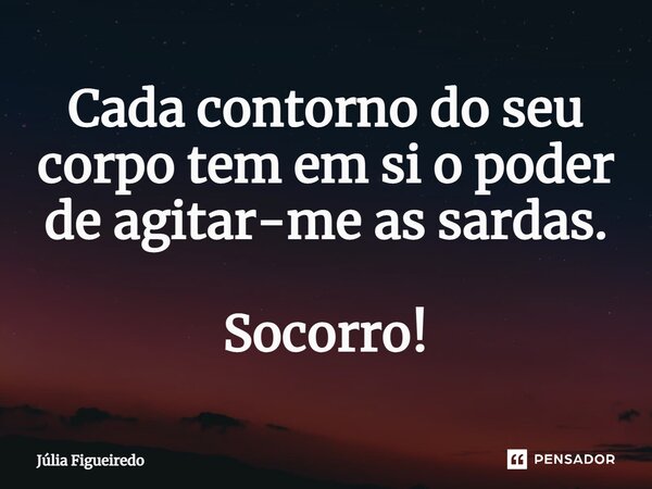 Cada contorno do seu corpo tem em si o poder de agitar-me as sardas. Socorro!... Frase de Júlia Figueiredo.