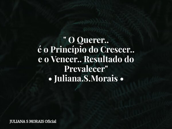 " O Querer.. é o Princípio do Crescer.. e o Vencer.. Resultado do Prevalecer" • Juliana.S.Morais •... Frase de JULIANA S MORAIS Oficial.