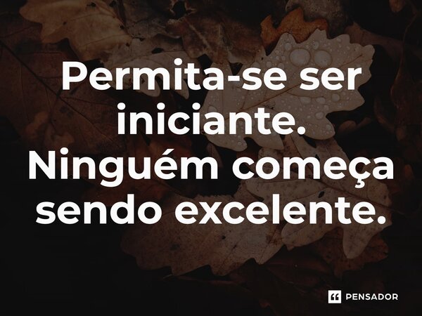 ⁠Permita-se ser iniciante. Ninguém começa sendo excelente.