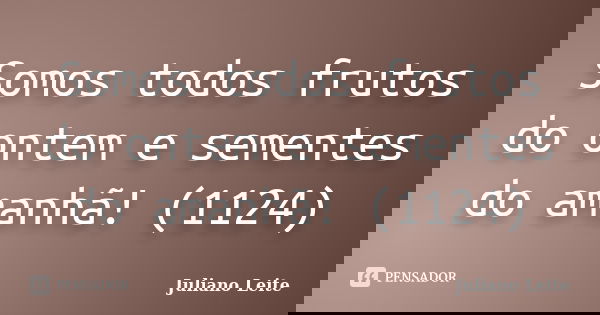 Somos todos frutos do ontem e sementes do amanhã! (1124)... Frase de Juliano Leite.