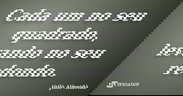 Cada um no seu quadrado, levando no seu redondo.... Frase de Julio Almeida.
