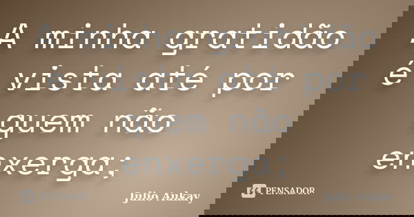 A minha gratidão é vista até por quem não enxerga;... Frase de Julio Aukay.