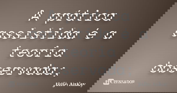 A prática assistida é a teoria observada;... Frase de julio Aukay.