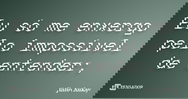 Eu só me enxergo pelo impossível de entender;... Frase de Julio Aukay.