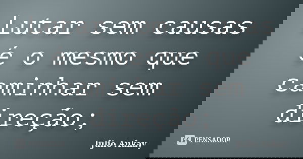 Lutar sem causas é o mesmo que caminhar sem direção;... Frase de Julio Aukay.