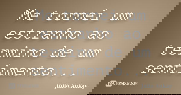 Me tornei um estranho ao termino de um sentimento...... Frase de Julio Aukay.