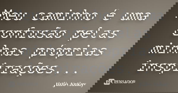 Meu caminho é uma confusão pelas minhas próprias inspirações...... Frase de Julio Aukay.