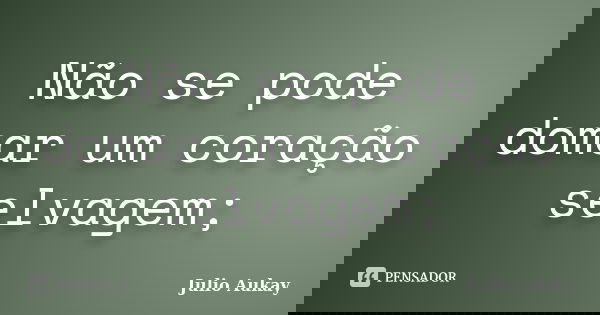 Não se pode domar um coração selvagem;... Frase de Julio Aukay.