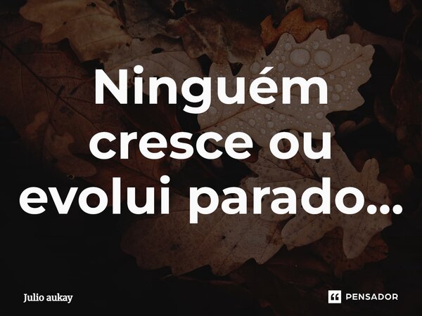 ⁠Ninguém cresce ou evolui parado...... Frase de Julio Aukay.