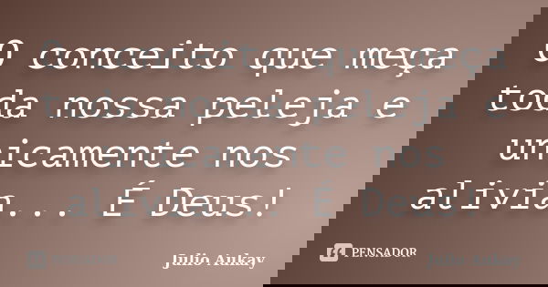 O conceito que meça toda nossa peleja e unicamente nos alivia... É Deus!... Frase de Julio Aukay.